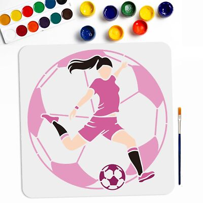 #ad Women#x27;s Football Match Stencils 11.8×11.8inch Large Female Football Player St... $13.36