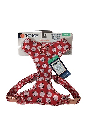 #ad Strawberry Red Dog Harness Adjustable Comfort Great For Pullers $23.00