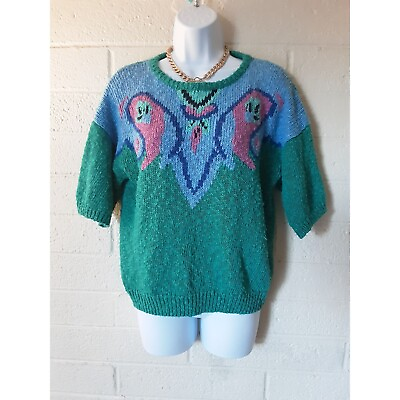 #ad Fuzzy Knitted Vintage Colorful Sweater $35.00