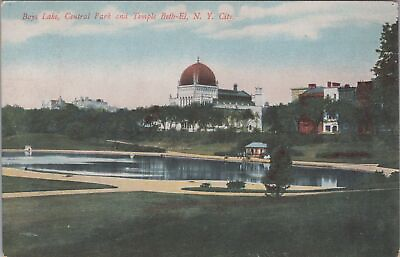 #ad Boys Lake Central Park and Temple Beth El New York City Unposted Postcard $5.95
