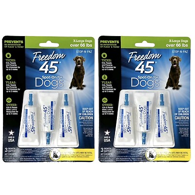 #ad Freedom 45 Spot On Flea Tick Control for Dogs X Large 66 LBS amp; Over 6 Mth Supply $14.95