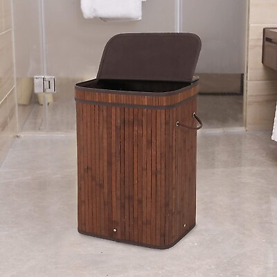 #ad Laundry Hamper with Lid 72L Folding Bamboo Laundry Basket with Removable Liner $35.99