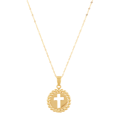 #ad Welry 14K Yellow Gold Cut Out Cross Pendant Necklace 16quot; 2quot; $206.99