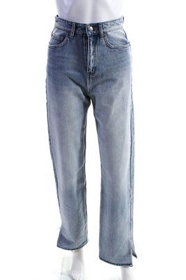 #ad Ksubi Womens Zipper Fly High Rise Side Slit Straight leg Jeans Blue Size 23 $41.49