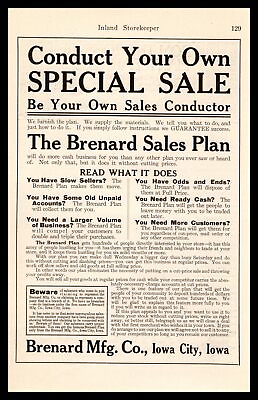 #ad 1914 Bernard Mfg. Co Iowa City Iowa quot;The Bernard Sales Planquot; Vintage Print Ad $14.95