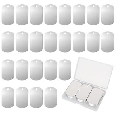 #ad 25 Pack Dog Tags Military Sliver Aluminum Tags Laser Engraving Blanks Recta... $12.58