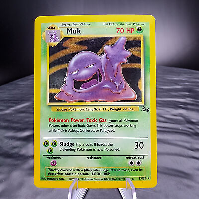 #ad HP Muk 13 62 Holo Unlimited Fossil Pokemon Card Rare Collectible NM $5.95