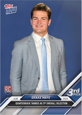 #ad 2024 Topps Now 3rd Overall Pick #D 3 Drake Maye RC Rookie PRESALE $8.56