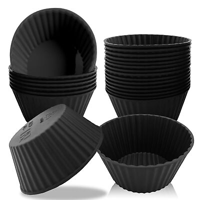 #ad Silicone Baking Cups Reusable Muffin Cupcake Liners 24 Pack Non stick Cupcake... $16.18