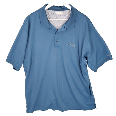 #ad Columbia PFG Shirt Mens 1X Blue Short Sleeve Perfect Cast Polo Mesh Vent Logo $19.87
