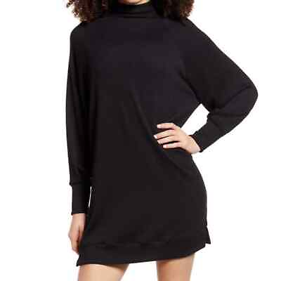 #ad Socialite Women#x27;s Black Long Sleeve Textured Knit Shift Dress Size Medium NEW $25.00