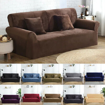#ad High Quality Velvet Plush Sofa Cover Sectional Couch Cover Case Sofa Slipcover $35.16