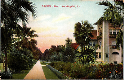 #ad Vtg 1910s Chester Place Homes Palm Trees Los Angeles California CA Postcard $15.99