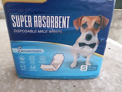 #ad 50 Pack Waist Disposable Dog Diapers Male SMALL super absorbent $20.00