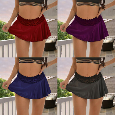 #ad Women Mini Dress Lace Skirt Clubwear Pleated Sexy Summer Short Solid Bottoms ต C $6.04