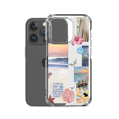 #ad Serenity Shoreline iPhone Case: Embrace Simplicity with Beach Collage $20.00