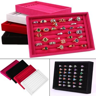 #ad Earring Ring Jewelry Display Velvet Ring Tray Organizer Holder Storage Show Case $7.20