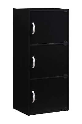 #ad Black 3 Door 3 Shelf Multi purpose Cabinet $30.74