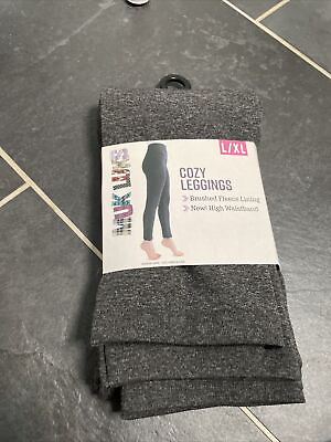#ad Muk Luks Womens Cozy Fleece Lined Leggings Gray Grey Size L XL $14.99