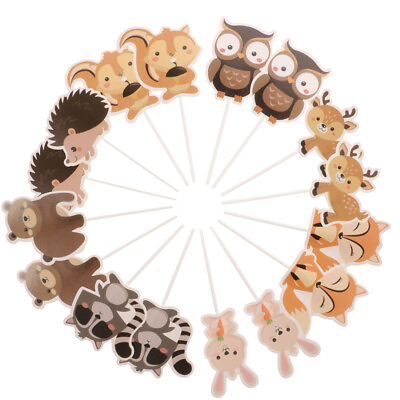 #ad Woodland Creatures Cupcake Toppers for Baby Shower 24pcs Decor $10.28