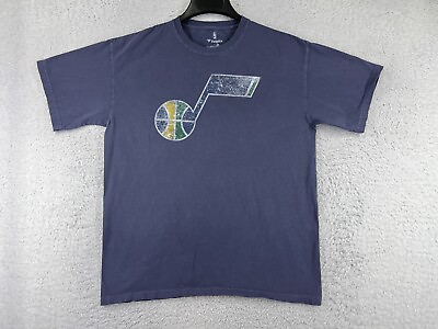 #ad Utah Jazz Shirt Mens Large Blue 100% Cotton Fanatics Short Sleeve Crew Neck $11.54