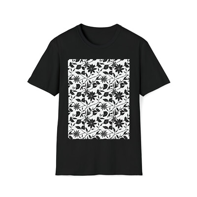 #ad Black and White Flower Pattern T Shirt Flowers and Plants on Super Soft Apparel $25.34