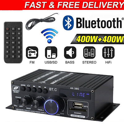 #ad 12V 800W Bluetooth HiFi Power Amplifier Mini Audio Digital Stereo FM AMP Remote $22.88