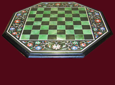 #ad 24quot; Chess black Marble Table Top Pietra Dura Inlay Children Play Pietra Dura h6 $775.00