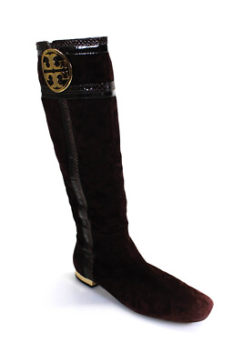 #ad Tory Burch Women#x27;s Square Toe Suede Leather Knee High Boot Boot Burgundy Size 10 $85.39
