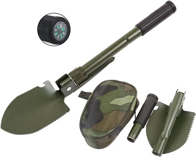 #ad Military Small Folding Camping Shovel Mini Compact Pickaxe with Carrying $12.86