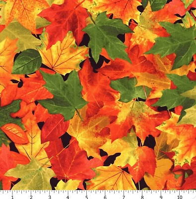 #ad Nature Leaf Fabric Leaves Multi Autumn Cotton Timeless Treasures C8649 By Yard $10.97