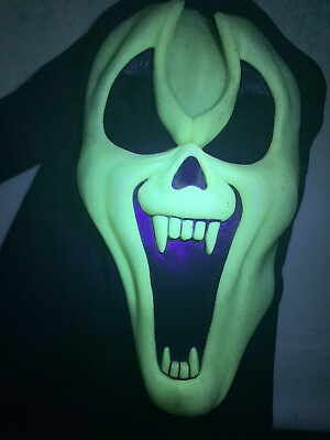 #ad Halloween Ghost Face mask Glows Under UV. Demon Vampire Fangs. $32.11