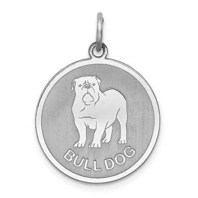 #ad Sterling Silver Rhodium plated Bull Dog Disc Charm 0.8 x 1.1 in $60.16