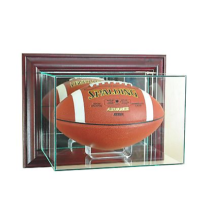 #ad New Wall Mounted Football Display Case GLASS UV Cherry Molding FREE SHIPPING $111.36