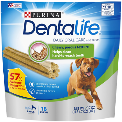 Purina Dentalife Large Dog Dental Chews Daily 18 Ct. Pouch $15.53