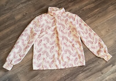 #ad Vtg Womens Country Sophisticates By Pendleton Top Size 10 Beige Red Paisley $12.50