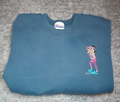 #ad Vintage 90s Betty Boop Blue Sweatshirt Embroidered Size Medium Workout Gym $38.99