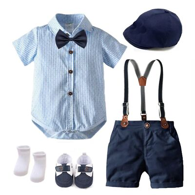 #ad Toddler Boys Jumpsuit Shorts Set Kids Children Hat Shoes Socks Formal Casual Set $58.33