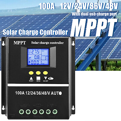 #ad 100A 12 24 36 48V MPPT Solar Charge Controller Auto Controller Battery N7C6 $41.79
