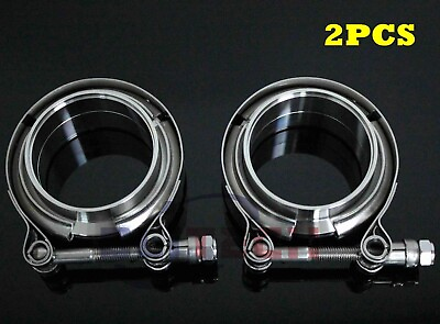 #ad Blitech 2PCS 3quot; Stainless Steel V Band Turbo Pipe Exhaust Clamp V band $36.49
