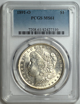 #ad 1891 O MORGAN DOLLAR PCGS MS61 LUSTROUS BEAUTIFUL COIN $325.00