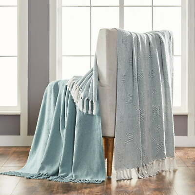 #ad US Eucalyptus Chester Cotton Throw 100% Cotton Over a chair 50quot; x 60quot; 2 Pack $23.85