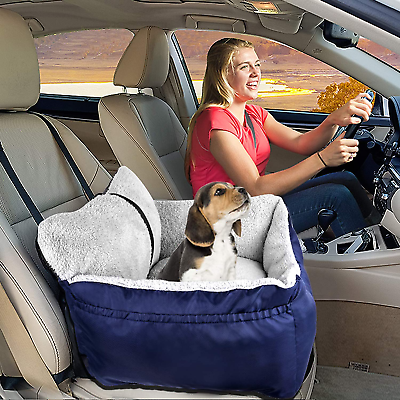 #ad Car Seat for Small Dogs under 25 LBS Washable Dog Booster Seat Travel Bed BLUE $52.81