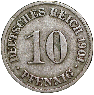 #ad Germany Empire 10 Pfennig 1901 D Wilhelm II KM# 12 $12.80