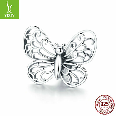 #ad Women Authentic 925 Sterling Silver Butterfly Charms Bead Fit Braceletamp;Necklace $10.57