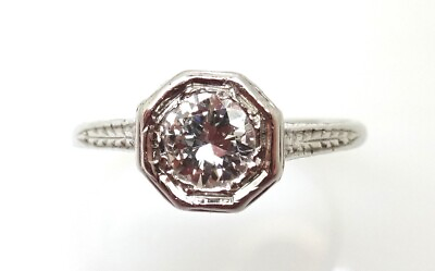 #ad #ad Art Deco 18k White Gold Genuine Natural Diamond Ring .34 Carat Jewelry #J745 $979.00
