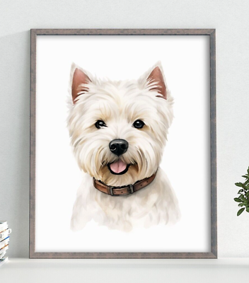#ad Westie Dog Art Print Cute West Highland Terrier Face Art Print Wall Art Decor $9.99