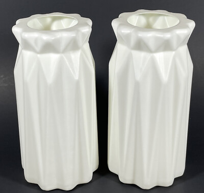 #ad White Flower Vase Nordic Home 7” Modern Style Simple Plastic Set of 2 Wedding $6.50