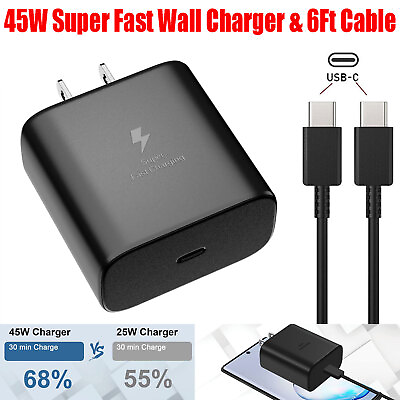 #ad 45 Watts USB C Super Fast Charging Wall Charger amp; USB C Type C Cable For Samusng $10.98