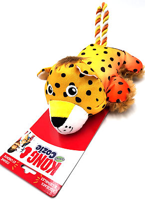 #ad KONG Cozie Tuggz Cheetah Medium Large Squeaky Crinkle Toss amp; Tug Dog Rope Toy $15.89